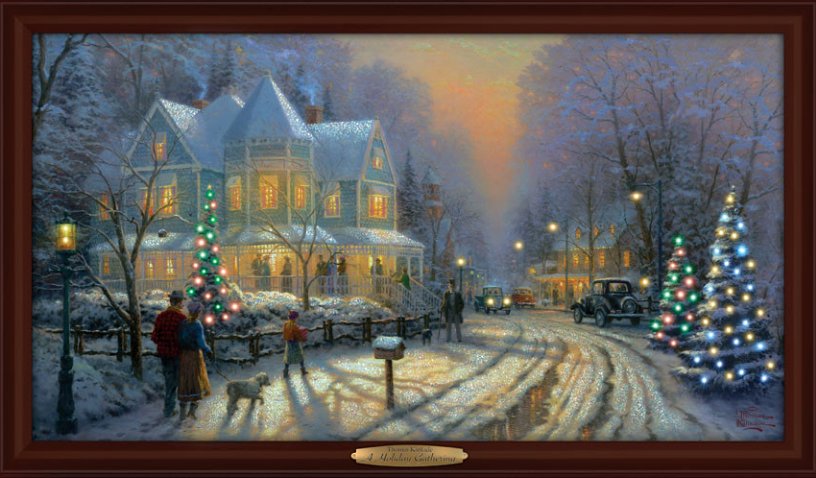 thomas kinkade santas and christmas home decor