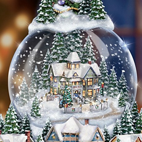 Thomas Kinkade Christmas - Carosta.com Thomas Kinkade Wondrous Winter Musical Tabletop Christmas Tree With Snowglobe: Lights Up! Detail - Thomas Kinkade Christmas - Carosta.com