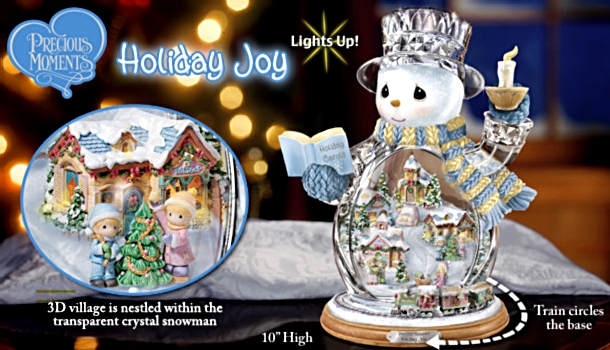 Precious Moments Holiday Joy Crystal Snowman Figurine