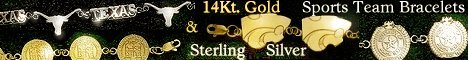 Collegiate sports team bracelets, 14 k gold and sterling silver jewelry